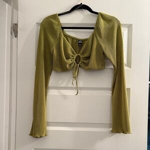 Wild Fable Olive Long Sleeve Crop Top